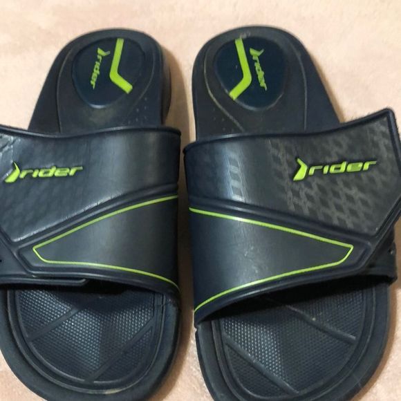 Rider slides flip flops size 12 has adjustable fit blue & green designer shoes - Picture 1 of 4